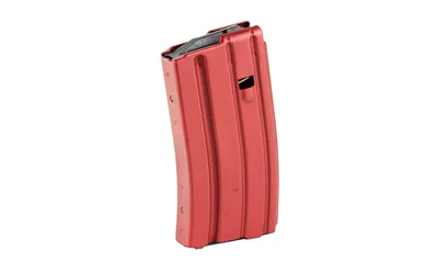 Duramag AR-15 .223/5.56 Red Aluminum 10/20 Magazine w/ Black Follower (Blocked)